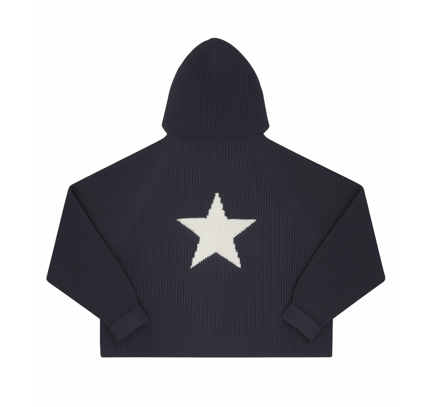 Star Knit Hoodie - Navy